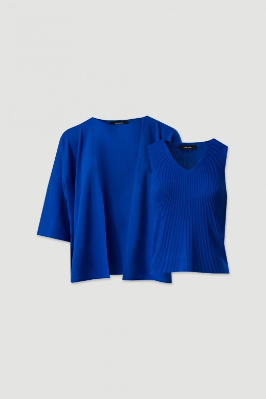 Conjunto de malha: casaco e top