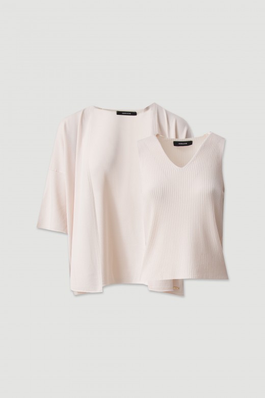 Conjunto de malha: casaco e top