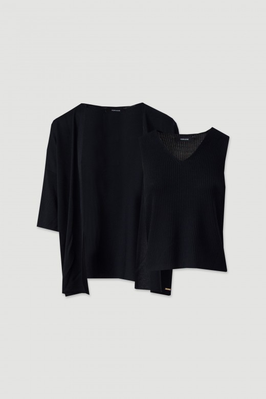 Conjunto de malha: casaco e top