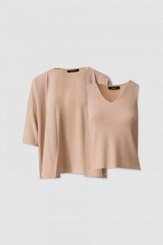 Conjunto de malha: casaco e top