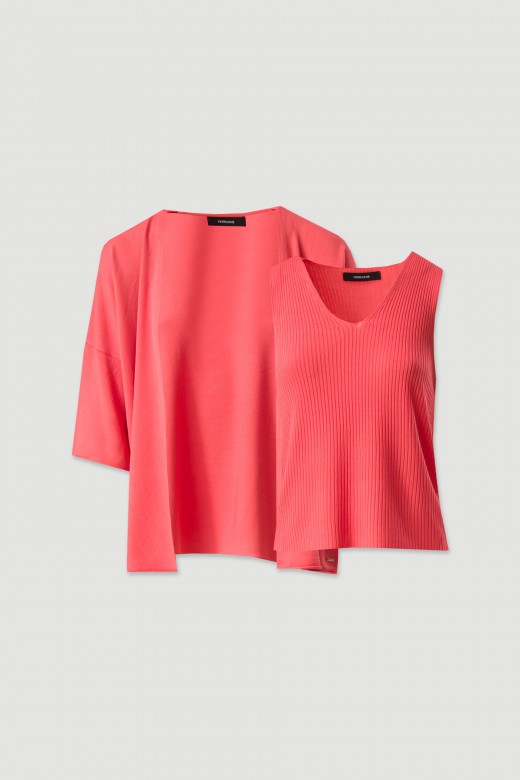 Conjunto de malha: casaco e top