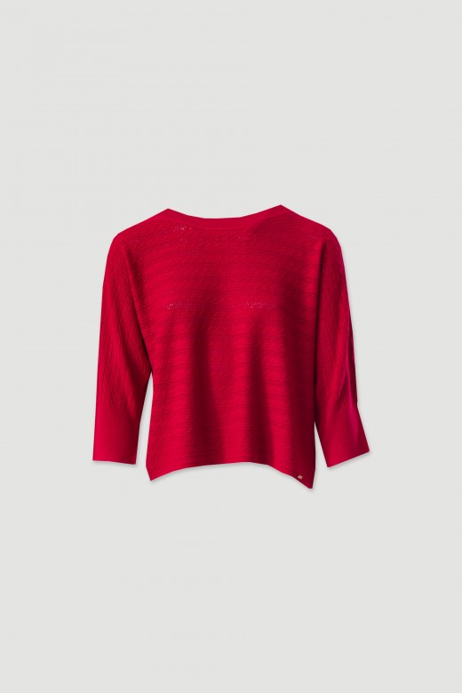 Camisola de malha trabalhada com manga 3/4