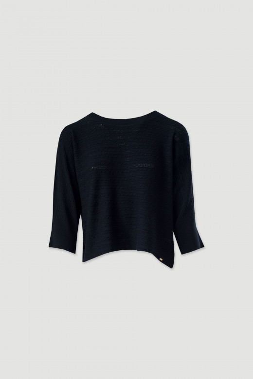 Camisola de malha trabalhada com manga 3/4