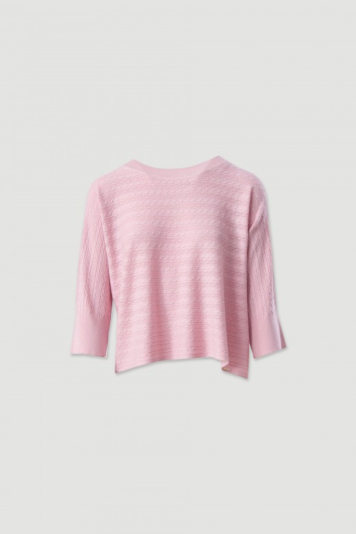 Camisola de malha trabalhada com manga 3/4