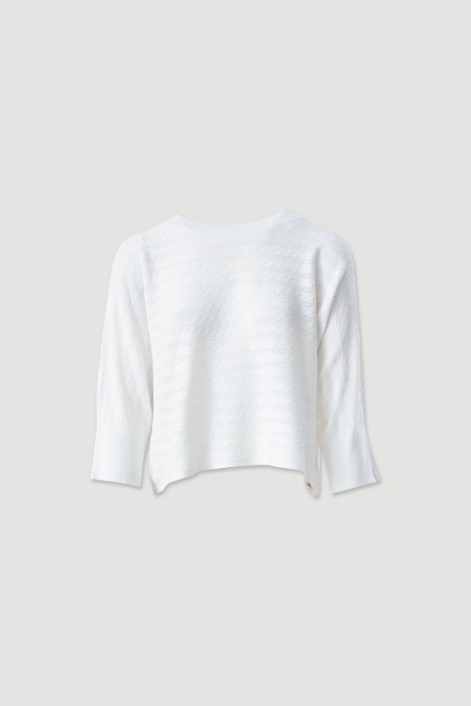 Camisola de malha trabalhada com manga 3/4