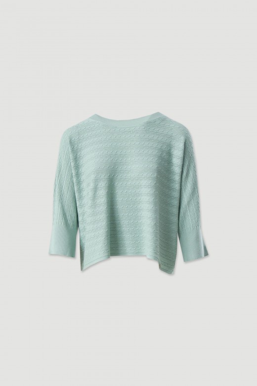 Camisola de malha trabalhada com manga 3/4