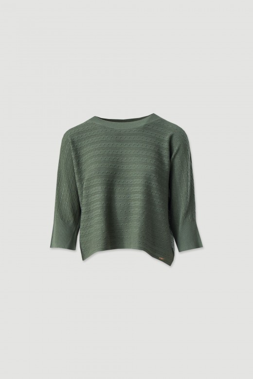 Camisola de malha trabalhada com manga 3/4