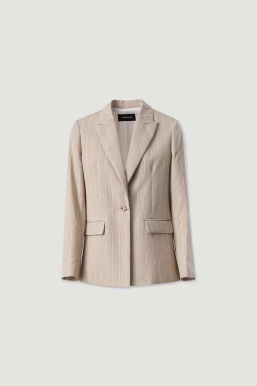 Blazer de fato comprido em tecido com detalhe de linha