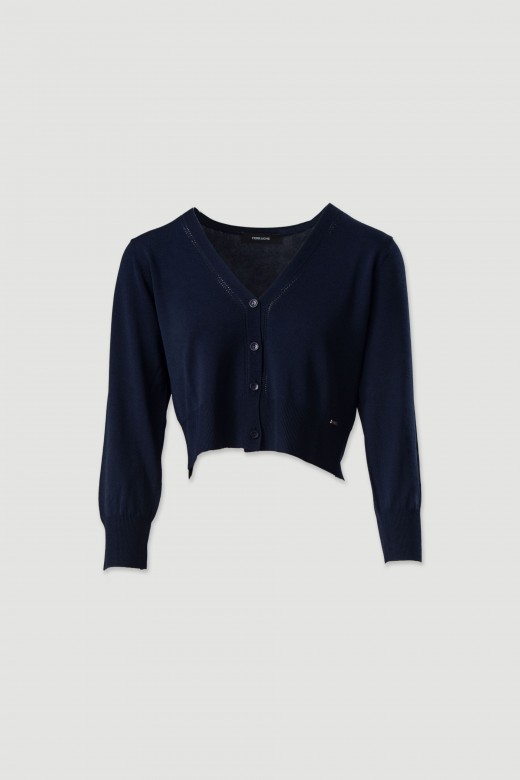 Conjunto de malha fina: casaco curto com top