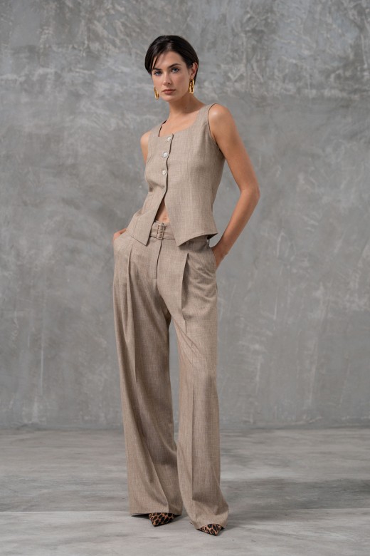 Wide leg pants in mlange fabric
