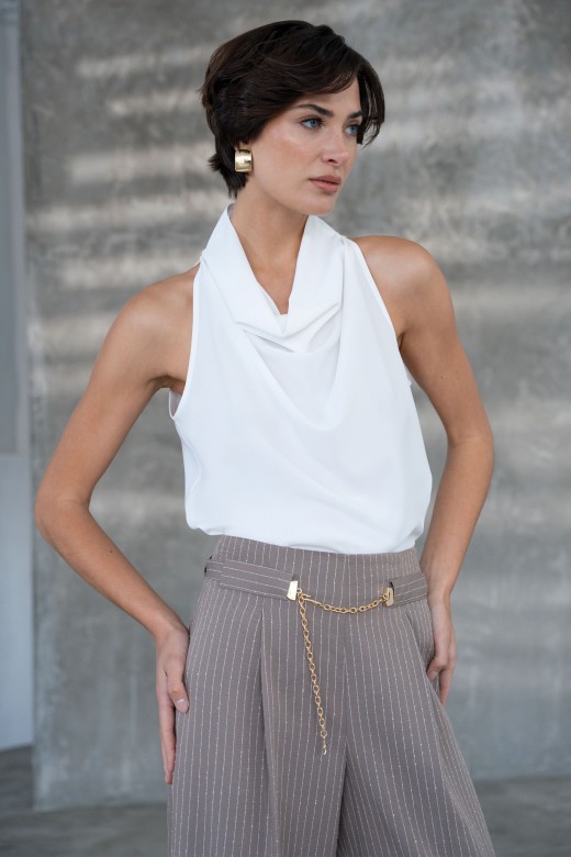 Draped high neck top Draped high neck top
