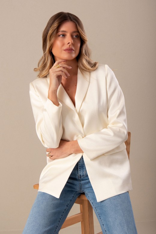 Satin fabric blazer