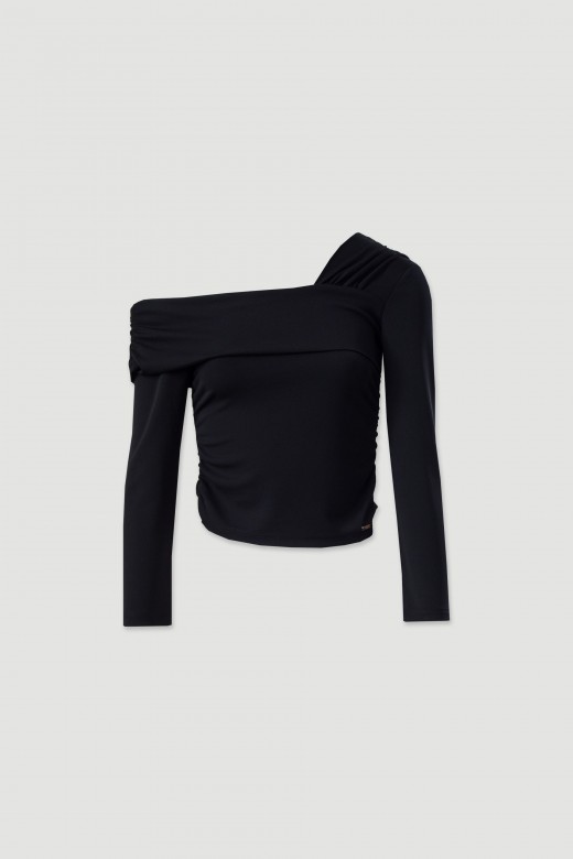 Camisola de decote drapeado assimtrico