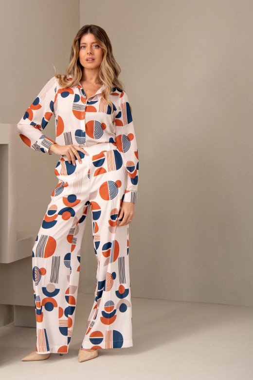 Printed wide-leg pants