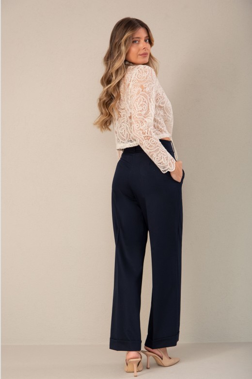 Cala clssica wide leg com dobra