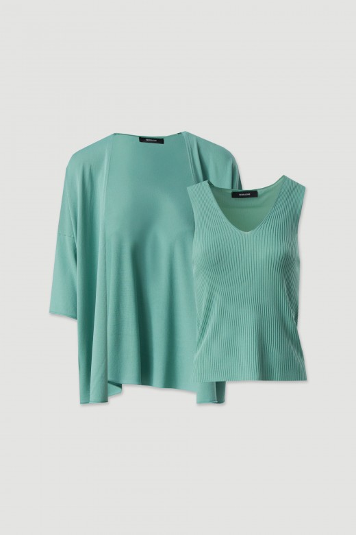 Conjunto de malha: casaco e top