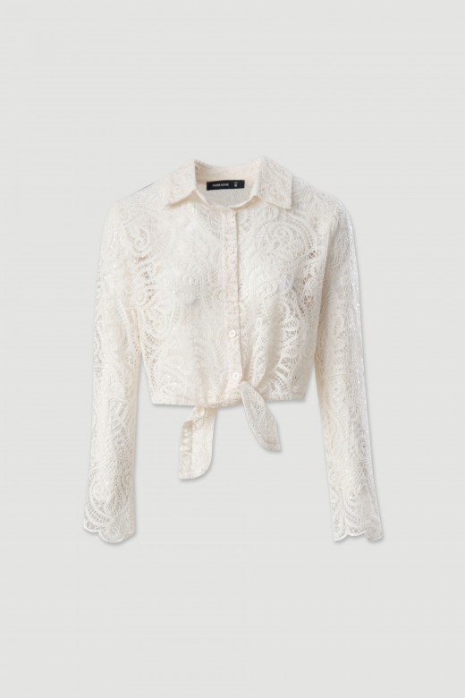 Blusa curta em renda