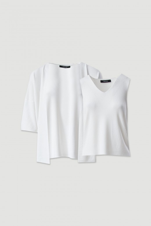 Conjunto de malha: casaco e top