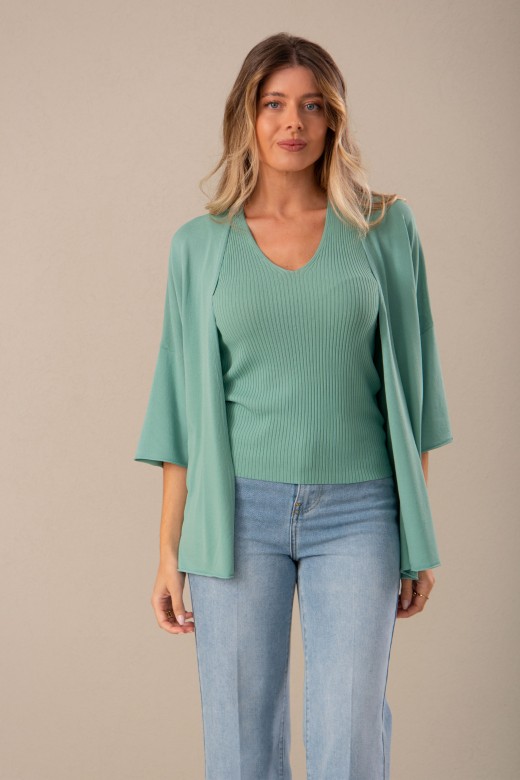 Conjunto de malha: casaco e top