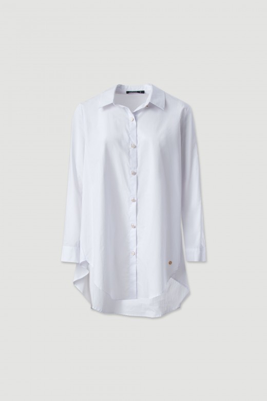Camiseiro assimtrico comprido 100% algodo