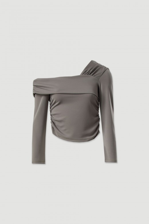 Camisola de decote drapeado assimtrico