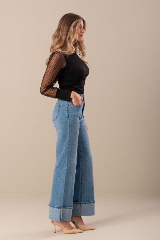 Jeans wide leg de cintura alta