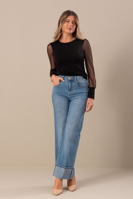 Jeans wide leg de cintura alta