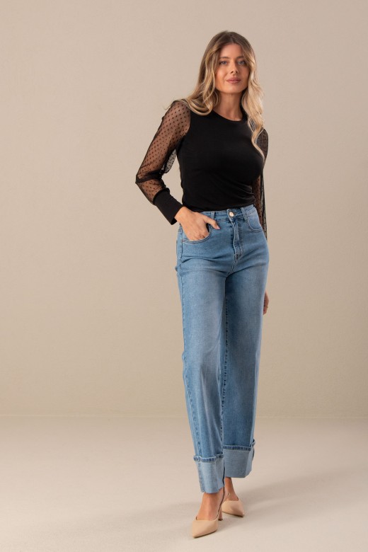 Jeans wide leg de cintura alta