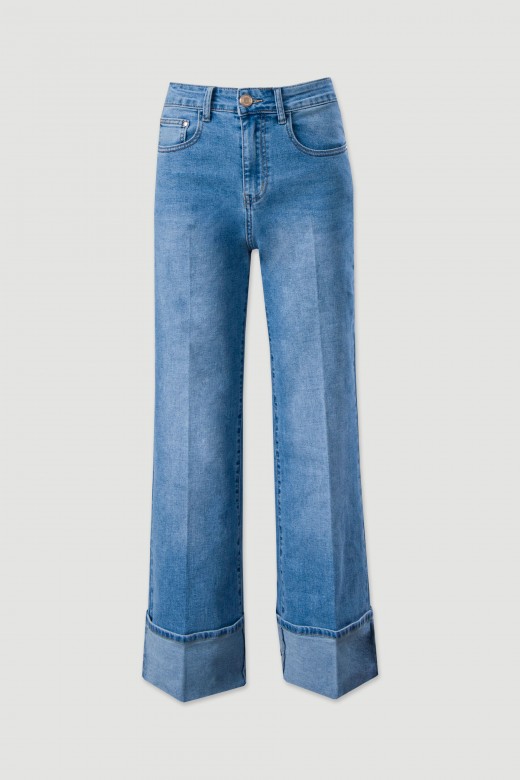 Jeans wide leg de cintura alta