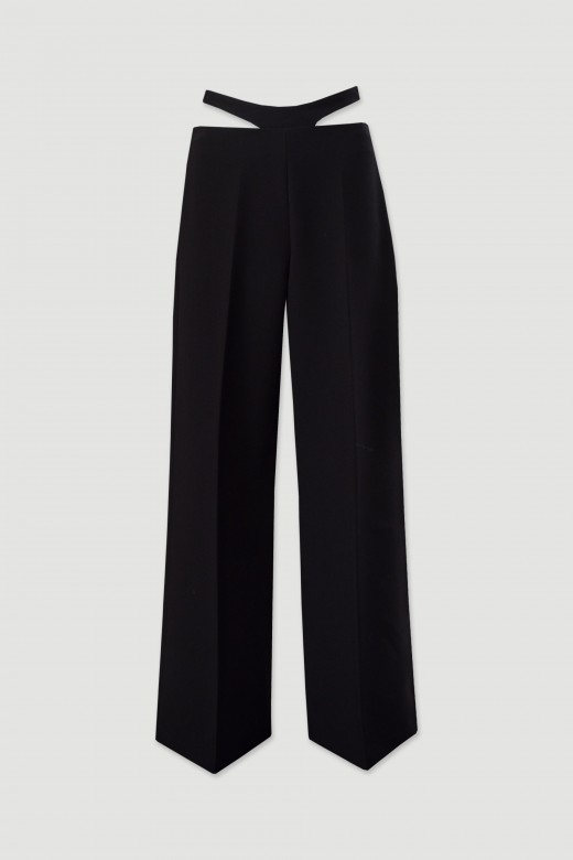 Pantalon classique wide leg avec détail de bande Pantalon classique wide leg avec détail de bande