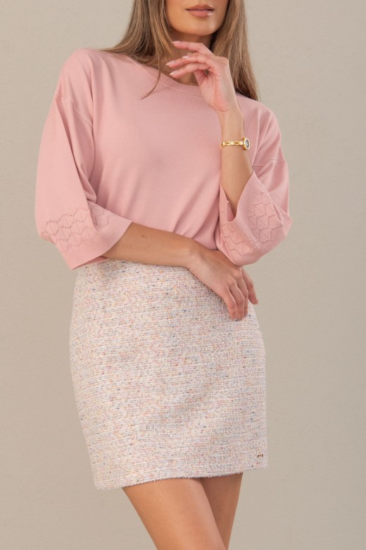 Camisola de malha fluida com detalhe perfurado