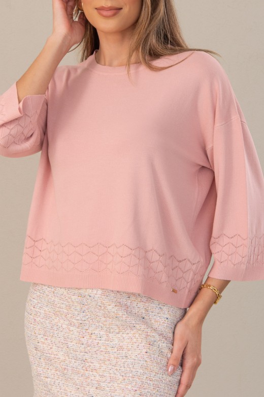 Camisola de malha fluida com detalhe perfurado
