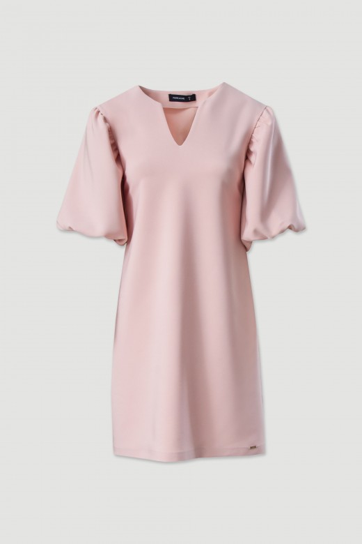 Vestido clssico com manga abalonada