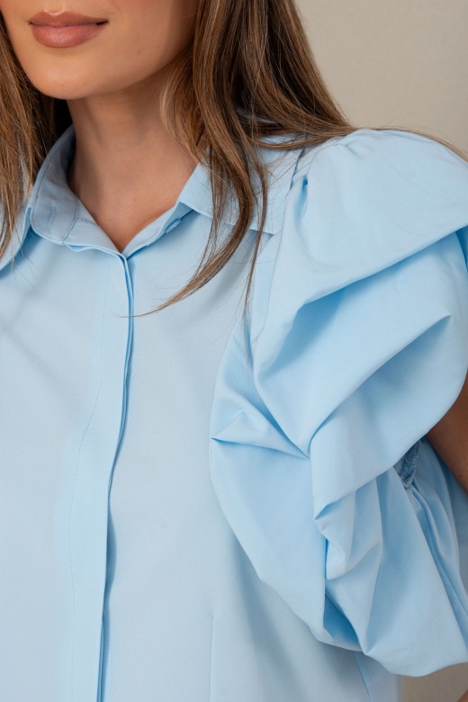 Blusa curta com manga dupla em folhos
