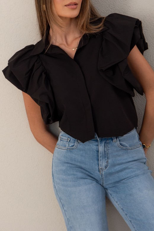 Blouse courte avec des manches  volants doubles