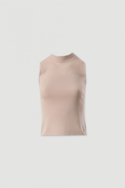 Haut en maille transparente  col montant 100 % viscose