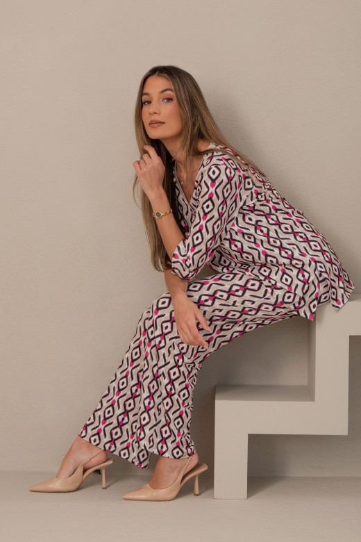 Cala wide leg em malha estampada