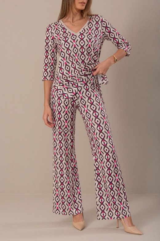 Cala wide leg em malha estampada