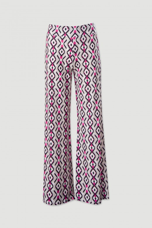 Cala wide leg em malha estampada