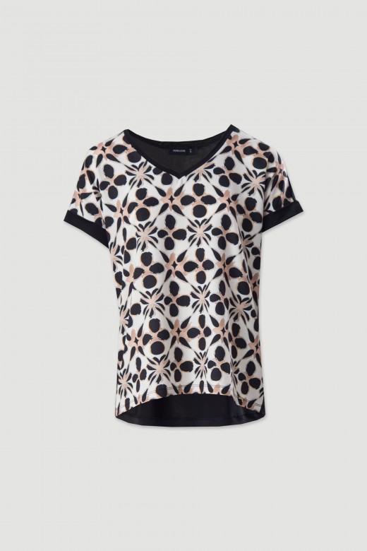 Camisola de malha estampada em bico