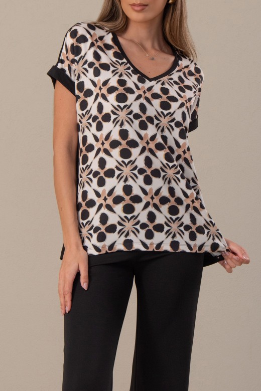 Camisola de malha estampada em bico