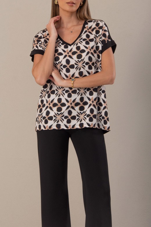 Camisola de malha estampada em bico