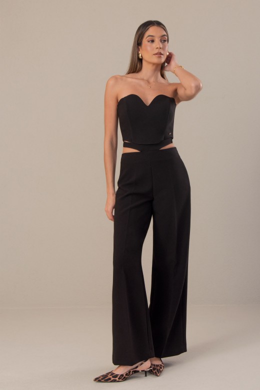 Pantalon classique wide leg avec détail de bande Pantalon classique wide leg avec détail de bande