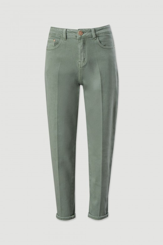 Mom fit jeans com mistura de algodo