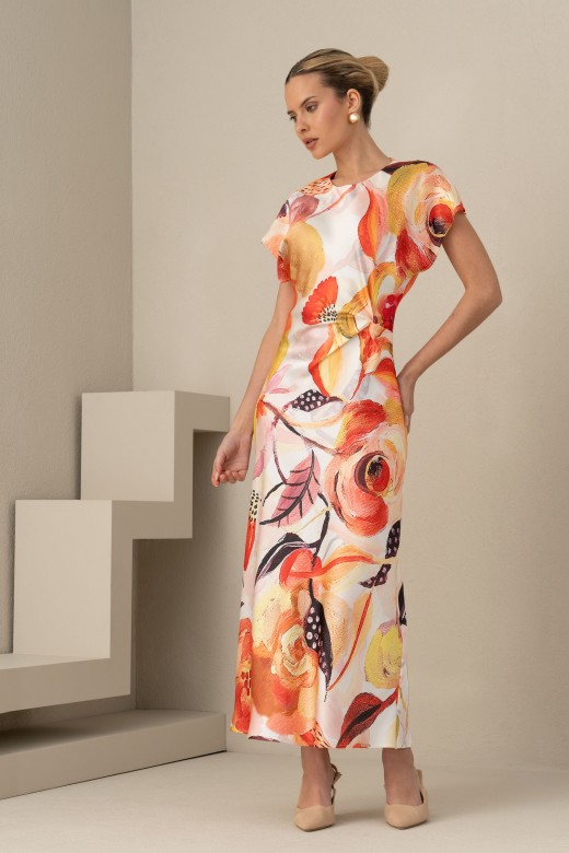 Vestido estampado com pormenor de n