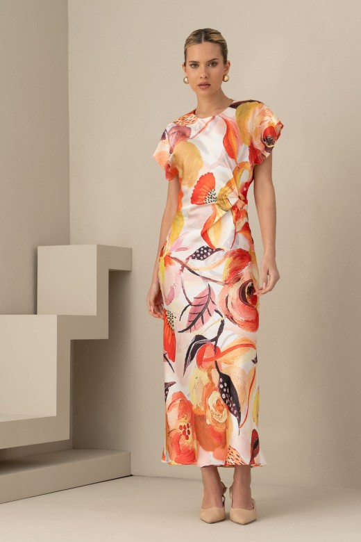 Vestido estampado com pormenor de n