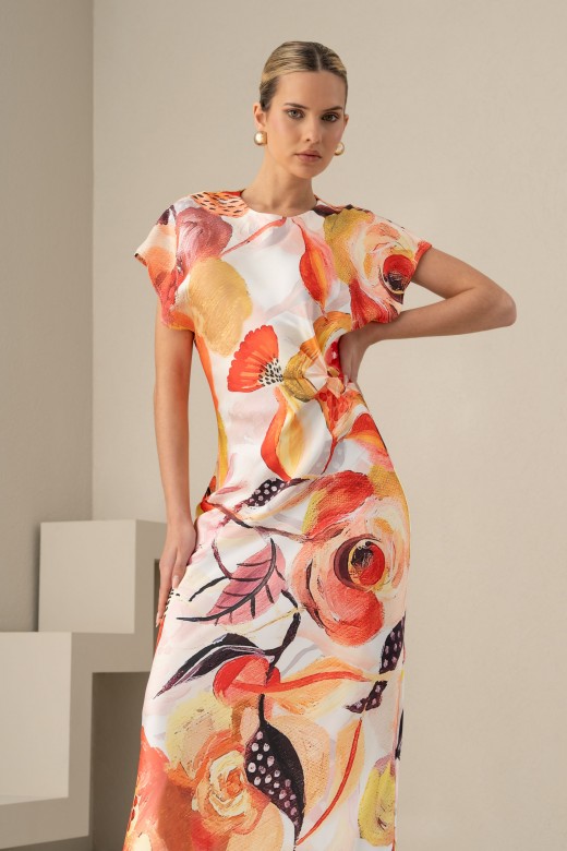 Vestido estampado com pormenor de n