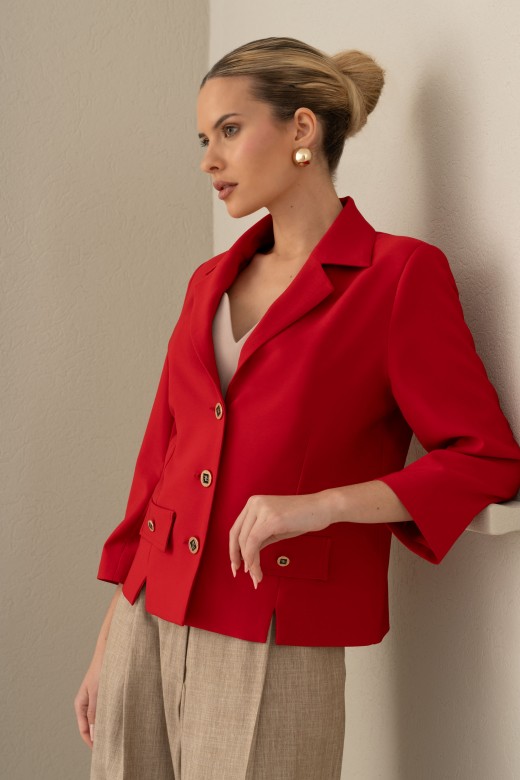 Blazer clssico curto com colarinho