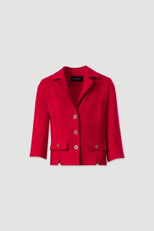 Blazer clssico curto com colarinho