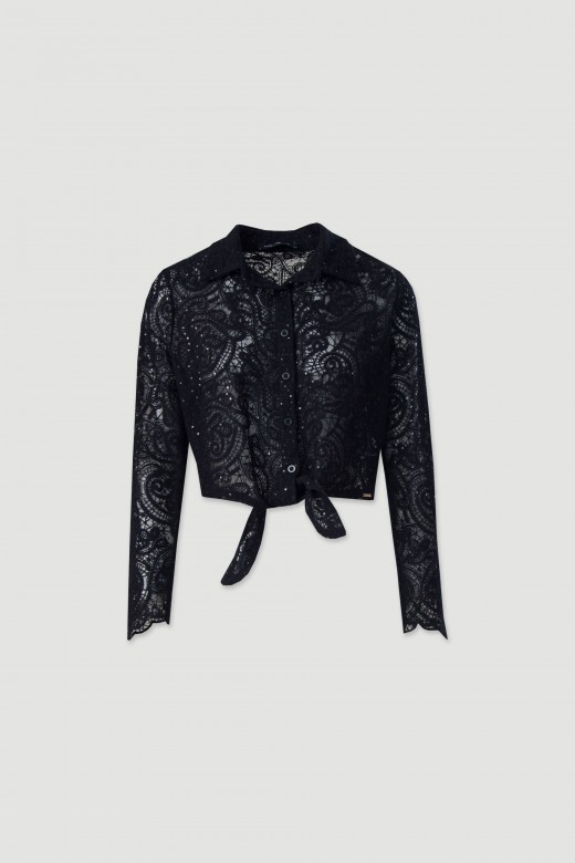 Blusa curta em renda